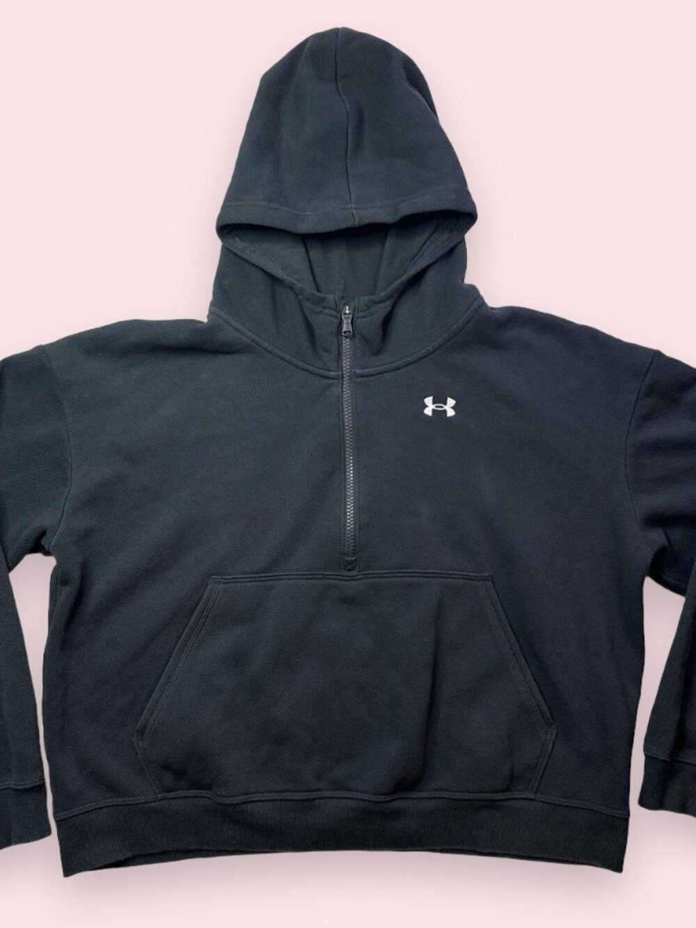 UA Rival Black Fleece Textured Girls' ½ Zip size Large
